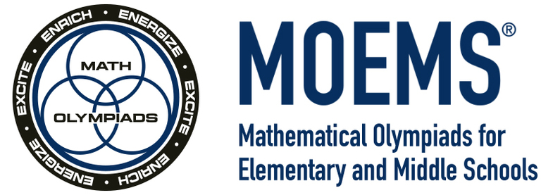 MOEMS logo reads: MOEMS Mathematical Olympiads for Elementary and Middle Schools To the left, a circular seal reads: Enrich, Enegrize, Excite, Math Olympiads