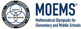 MOEMS logo reads: MOEMS Mathematical Olympiads for Elementary and Middle Schools To the left, a circular seal reads: Enrich, Enegrize, Excite, Math Olympiads